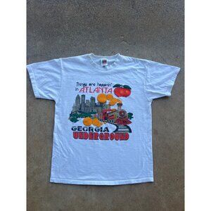 Vintage Atlanta Georgia Underground Graphic T-Shirt White Size  L C4